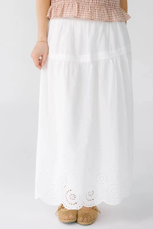 skirt Brass & Roe Melanie Eyelet Midi Skirt Called To Surf $46