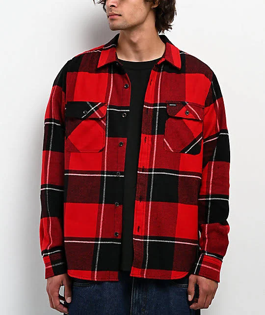 jacket Brixton Bowery Red & Black Flannel Shirt Zumiez $39.99