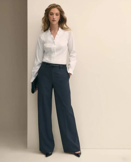 pants Brooks Brothers Women's Wool Blend Wide-Leg Trousers Brooks Brothers $223.5