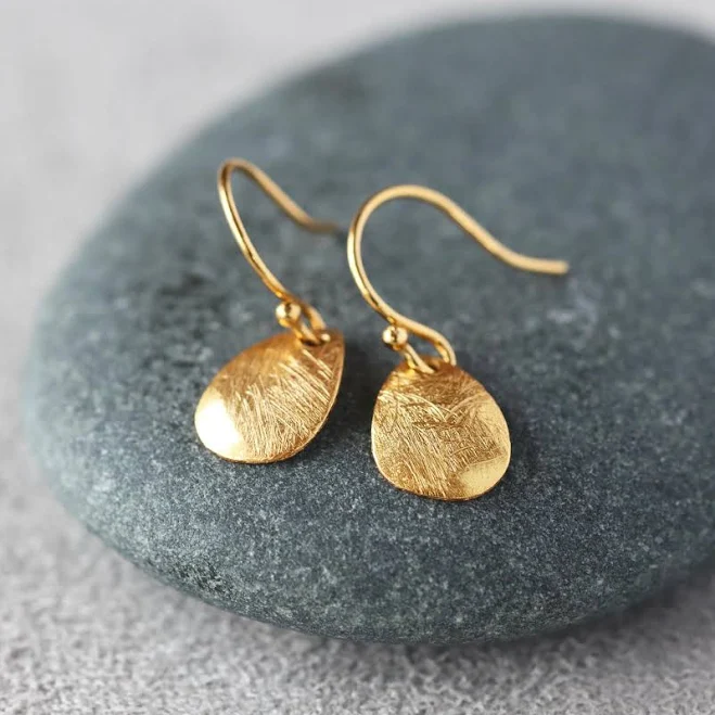 accessory Brushed Metal Teardrop Earrings Etsy - ShopClementine $32