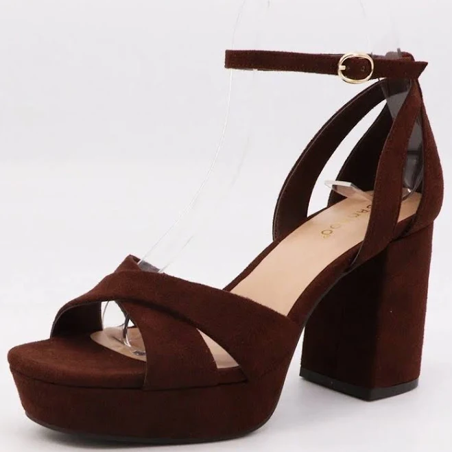 shoes Byron & Barclay Cross-Toe Platform Block Heels Byron & Barclay $55