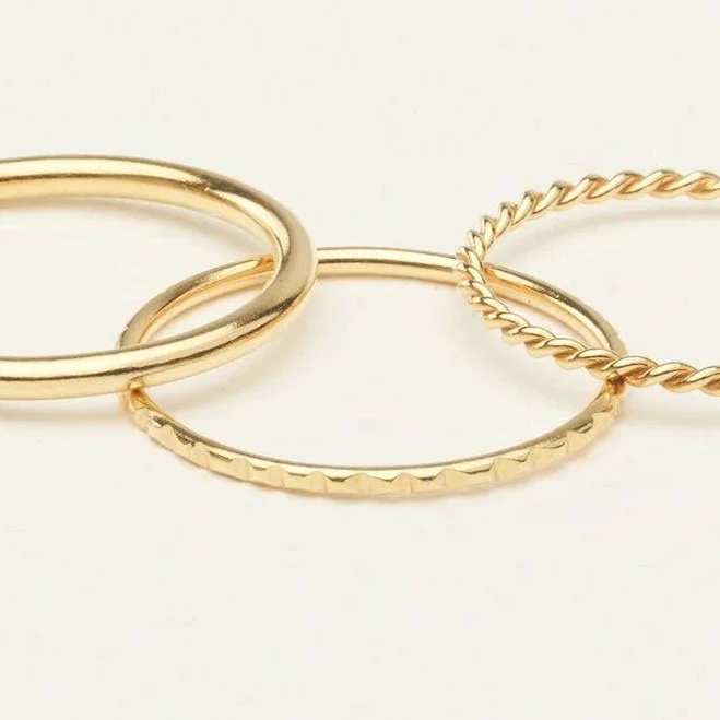 accessory Caitlyn Minimalist Dainty 18K Gold Stacking Rings Set Caitlyn Minimalist $29.6