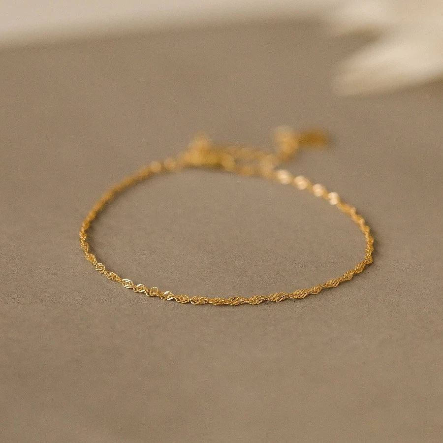 accessory Caitlyn Minimalist Dainty Singapore Twist Chain Bracelet Caitlyn Minimalist $25.5