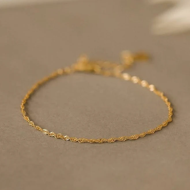 accessory Caitlyn Minimalist Dainty Singapore Twist Chain Bracelet Caitlyn Minimalist $27.2
