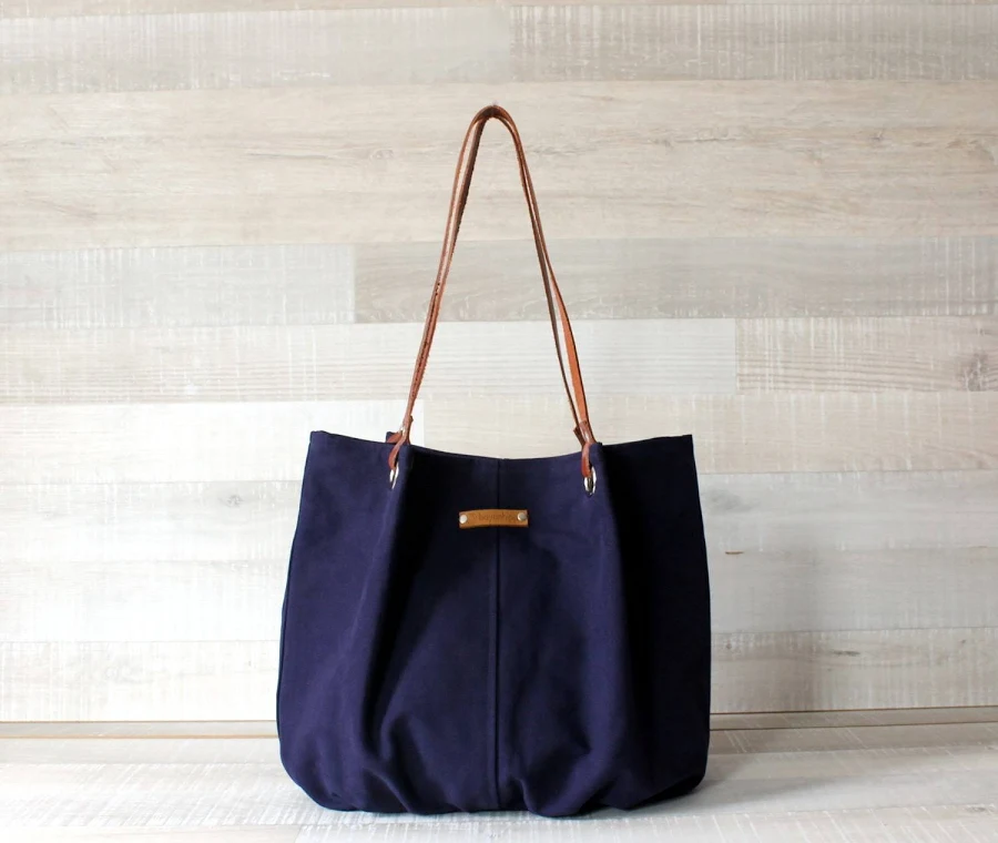 bag Canvas Leather Tote Bag Etsy - bayanhippo $57.2