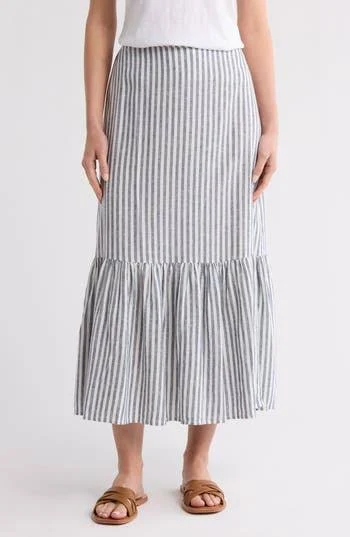 skirt Caslon Stripe Tiered Linen Blend Midi Skirt Nordstrom Rack $32.97
