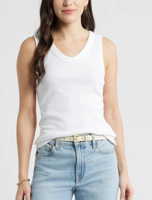 top Caslon V-Neck Rib Cotton Tank Nordstrom $24