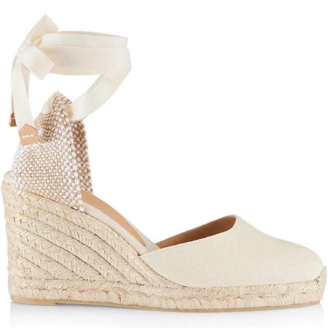 shoes Castañer Women's Carina Espadrille Wedges - Ivory - Size 6.5 Saks Fifth Avenue $165