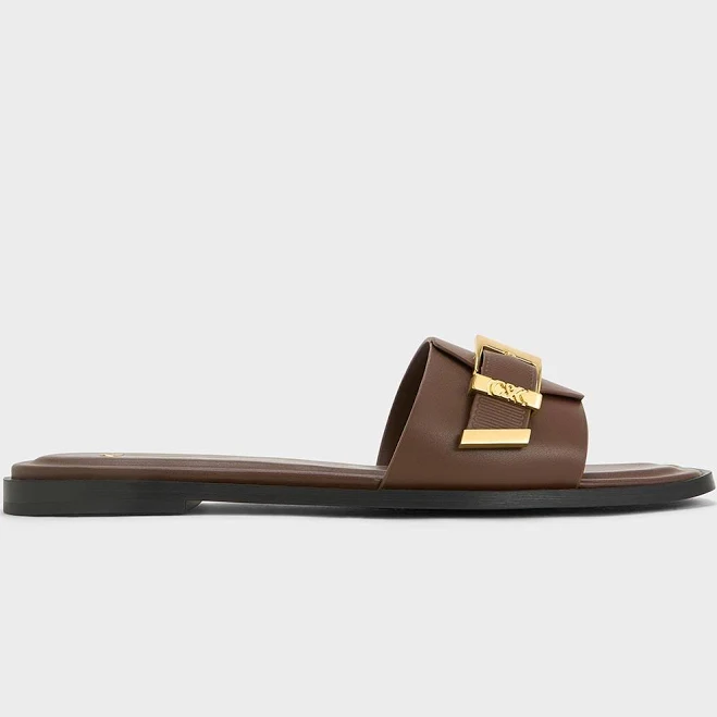 shoes Charles & Keith Whitney Leather Slide Sandals charleskeith.com $103