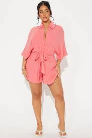 romper Charlotte Linen Romper - Coral Fashion Nova $34.99