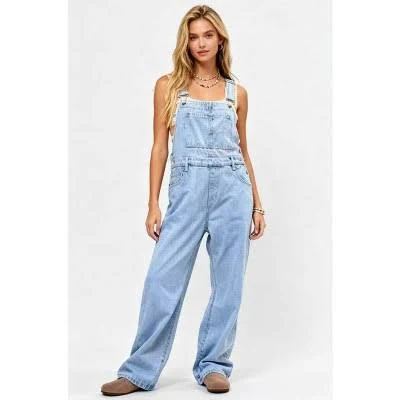 overalls Cherie Code Women's Relaxed Fit Wide Leg Denim Overalls Target $49.5