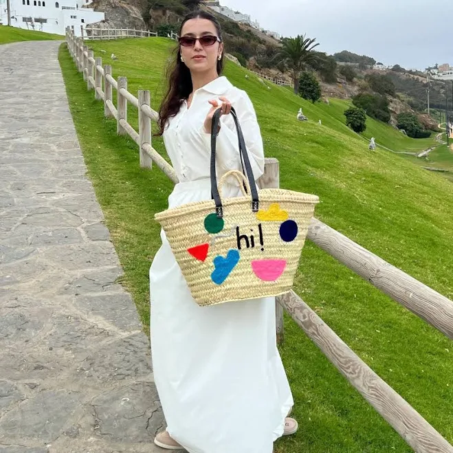 bag Chic Moroccan Straw Market Tote with Leather Handles Etsy - Seller $74