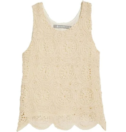 top Circular Medallion Crochet Tank Tractr $48