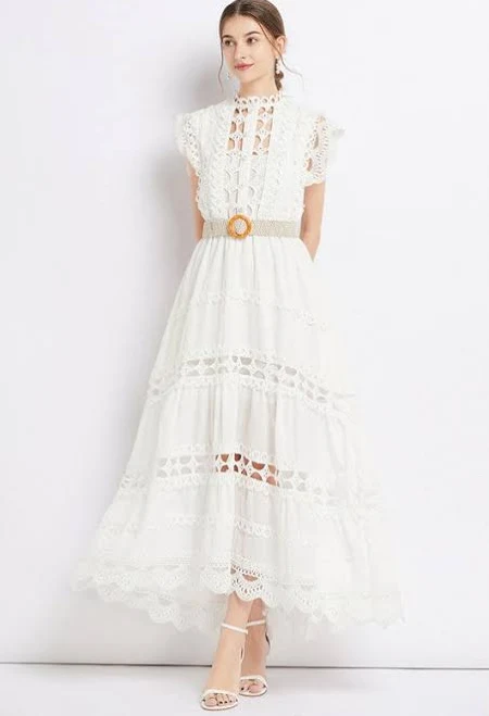 dress Claude Embroidered Tiered Maxi Dress TheMogan $79.99