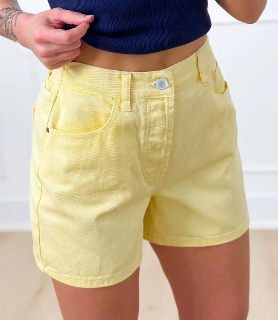 shorts Cotton Denim Shorts with Elastic Back Freckled Poppy $49.9