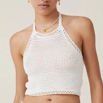 top Cotton On Women's Crochet Scallop Halter Knit Cotton On $10