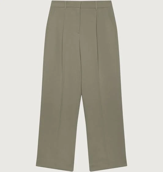 pants Crepe Wide Leg Tailored Trouser | OAK + FORT Vetiver / 6 Oak and Fort US $94