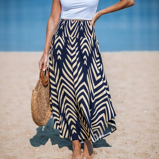 maxi skirt Cupshe Women's Abstract Smocked Waist Midi Skirt Cupshe $28