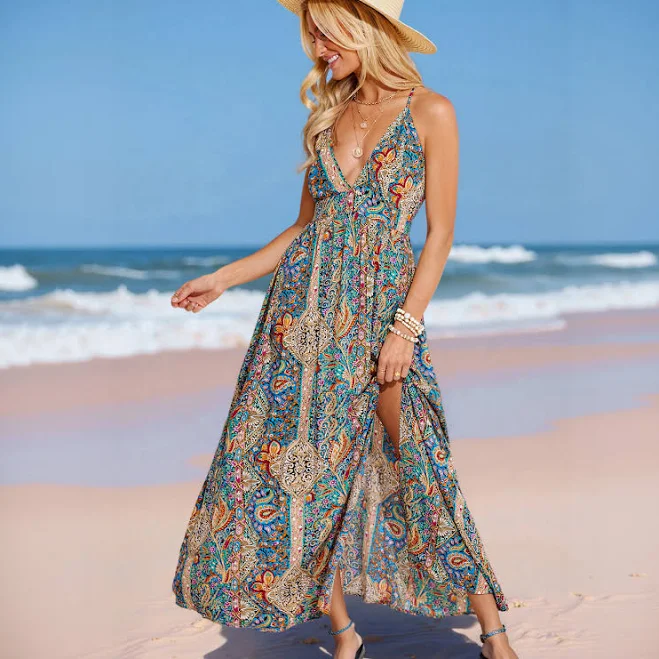 boat outfits Cupshe Women's Boho Paisley Plunging Maxi Dress Cupshe.com $36