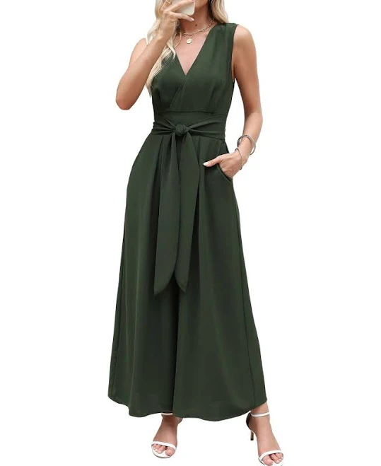 jumpsuit Cupshe Women's Surplice Wide Leg Belted Jumpsuit Macy's $45.49