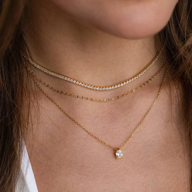 accessory Dainty Diamond Layered Chain Necklaces Set Caitlyn Minimalist Caitlyn Minimalist $85.05