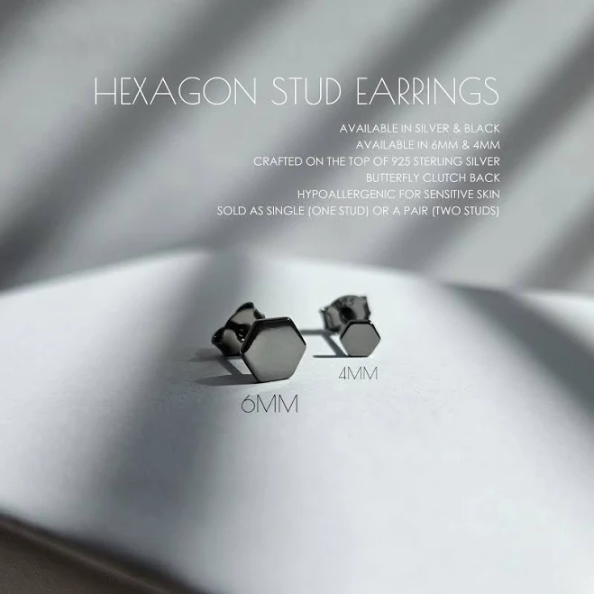 accessory Dainty Hexagon Silver Stud Earrings Etsy - GoldSpoonJewelry $12.14