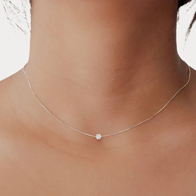 accessory Dainty Rose Silver Necklace Etsy - Seller $23