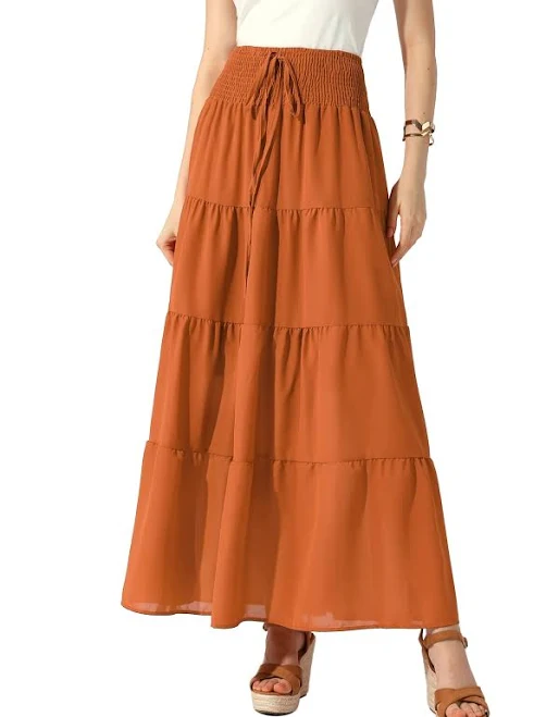 skirt Daring Diva Women's Elastic Waist Smocked Flowy Maxi Skirt Walmart $27.99