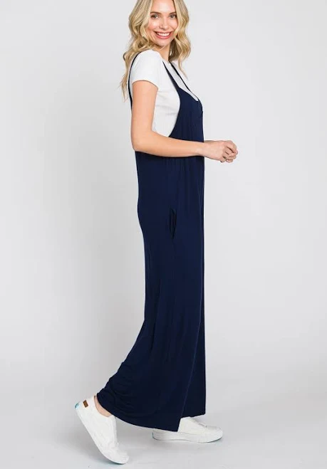 jumpsuit Dark Navy Sleeveless Wide Leg Jumpsuit PinkBlush Maternity $44