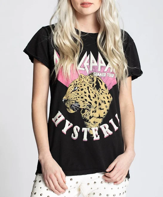 top Def Leppard Hysteria Vintage Fitted Graphic T-Shirt Recycled Karma Brands $52