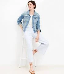 outerwear Denim Trucker Jacket in Light Mid Indigo Wash LOFT $58.8