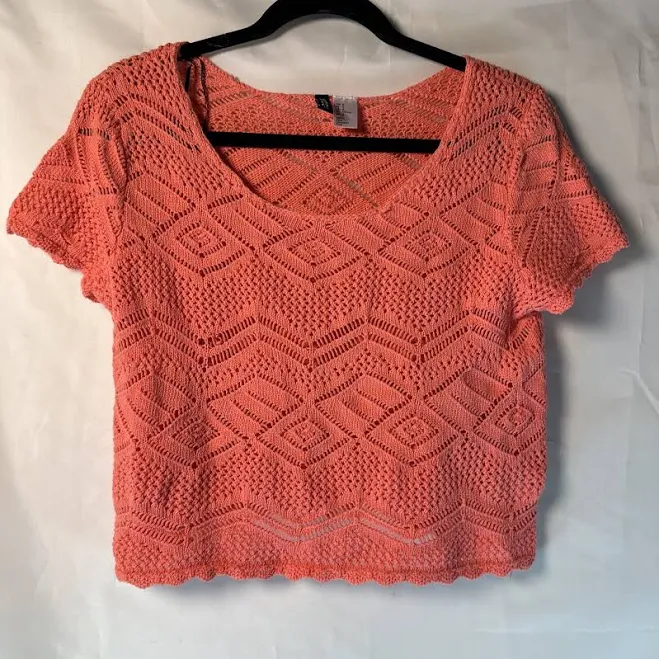 matching set Divided By H&m Coral Crop Top Crochet Design Sweater Size Medium eBay $9