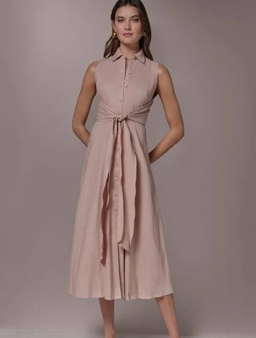 dress Donna Karan Women's Linen-Blend Midi Shirt Dress Donna Karan $179