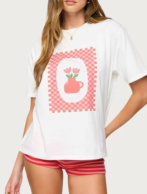 top Edikted Women's Flower Vase Oversized Graphic T-Shirt Nordstrom $30.4