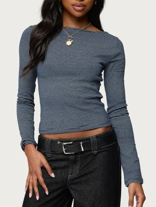 top Edikted Women's Loria Striped Boat Neck Top Nordstrom $32