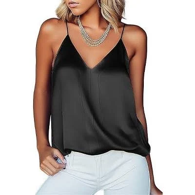 top Ekouaer Women's Silk Satin V-Neck Camisole Tank Tops Target $16.99