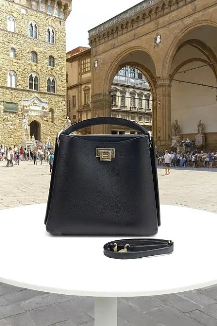bag Elegant Italian Leather Satchel Handbag with Gold Twist Lock Etsy - Seller $206.4