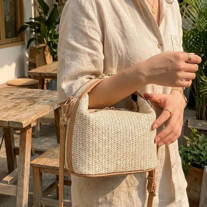 bag Elegant Woven Straw Crossbody Purse Etsy - Seller $41.41