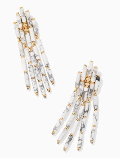accessory Ember Gold Statement Earrings in White Howlite Belle Lees Boutique $198