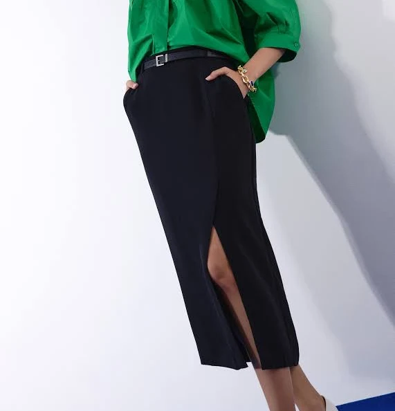 skirt Emily Tailored Crepe Midaxi Skirt with Side Slit Love, Bonito US $79