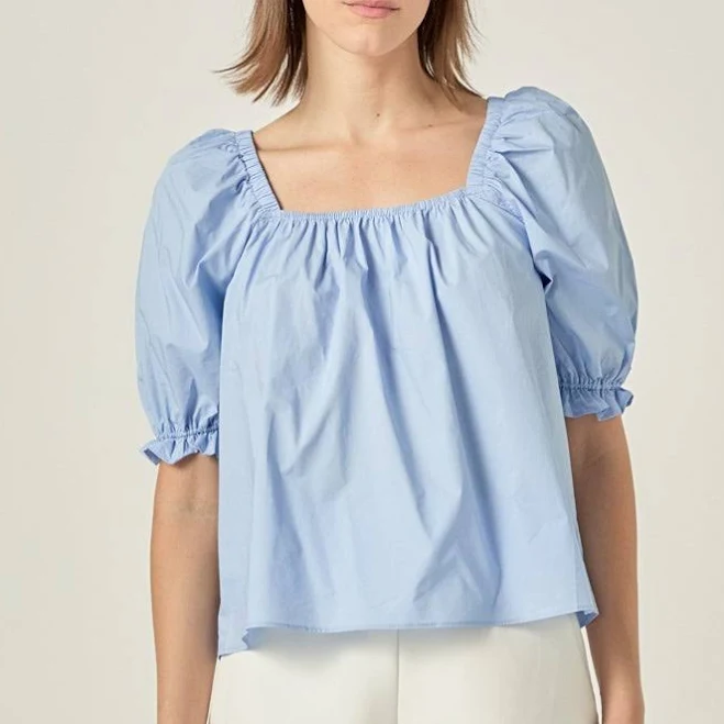 top English Factory Square neckline Puff Sleeve Top Objectrare $42