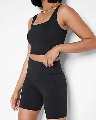 top Express Women's High Compression Ribbed Square Neck Crop Top Express $12.97