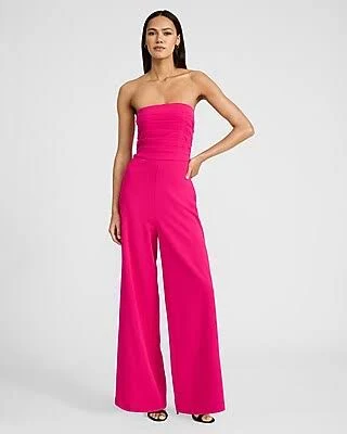 jumpsuit Express Women's Strapless Ruched Wide Leg Palazzo Jumpsuit Express $59