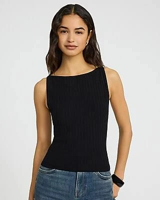 top Express Women's Textured Boat Neck Fitted Sweater Tank Top Express $43.5
