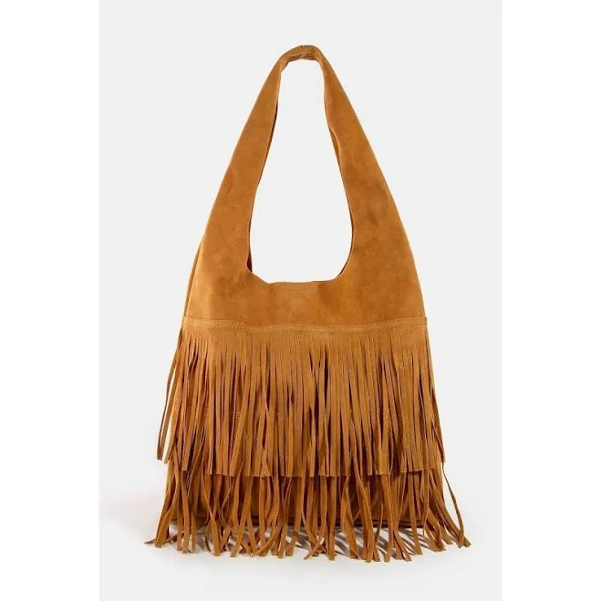 bag Fame Layered Fringe Suede Hobo Bag TikTok Shop $34.28