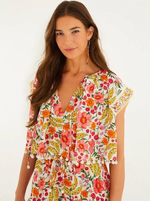 top FARM Rio Banana Flowers Cropped Blouse Farm Rio $160