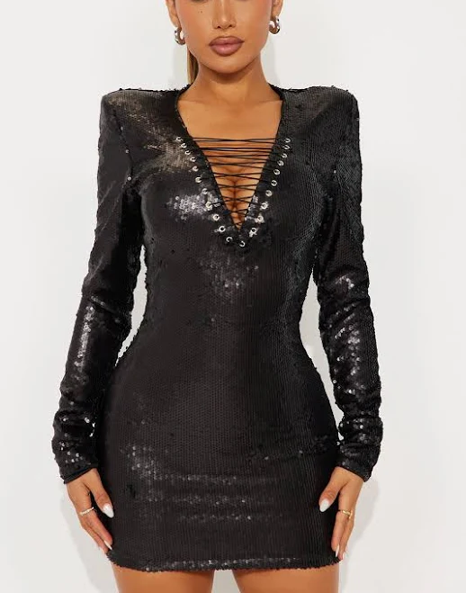 dress Fashion Nova Catalina Long Sleeve Sequin Mini Dress Fashion Nova $10.98
