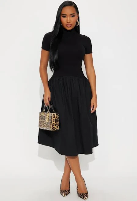 crochet dress Fashion Nova Ponte Mock Neck Kennedy Drop Waist Midi Dress Fashion Nova $31.99