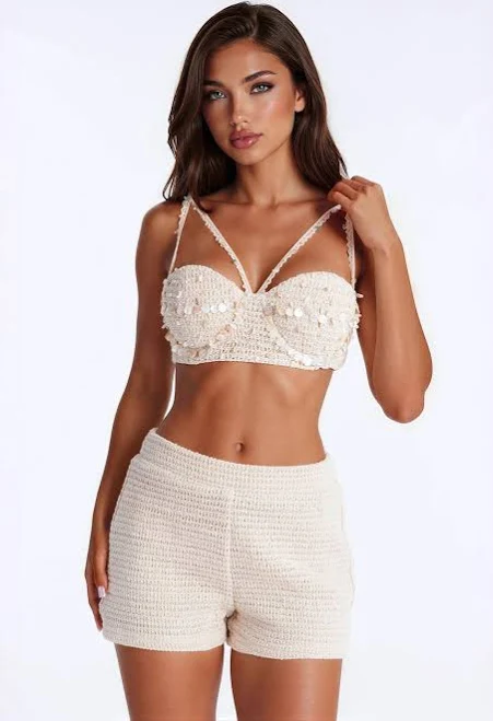 matching set Fashion Nova Sleeveless Crochet Cropped Bra Top Fashion Nova $88.99