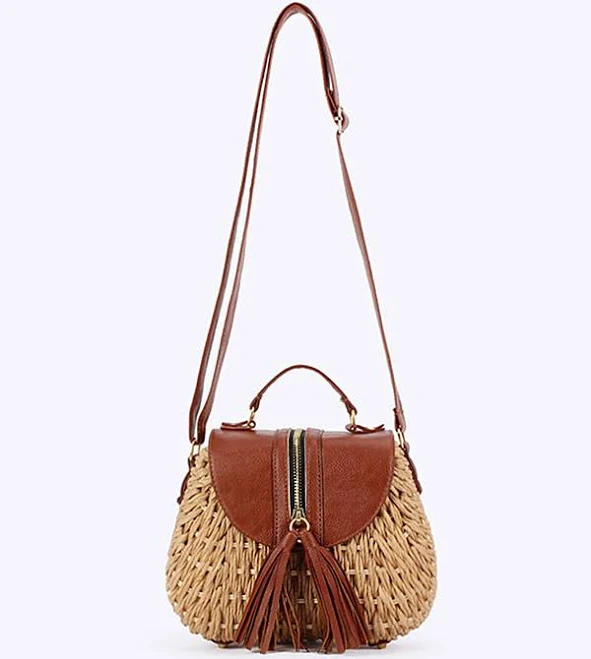 bag Faux Leather & Straw Weave Bag with Tassel Detail LightInTheBox $26.99